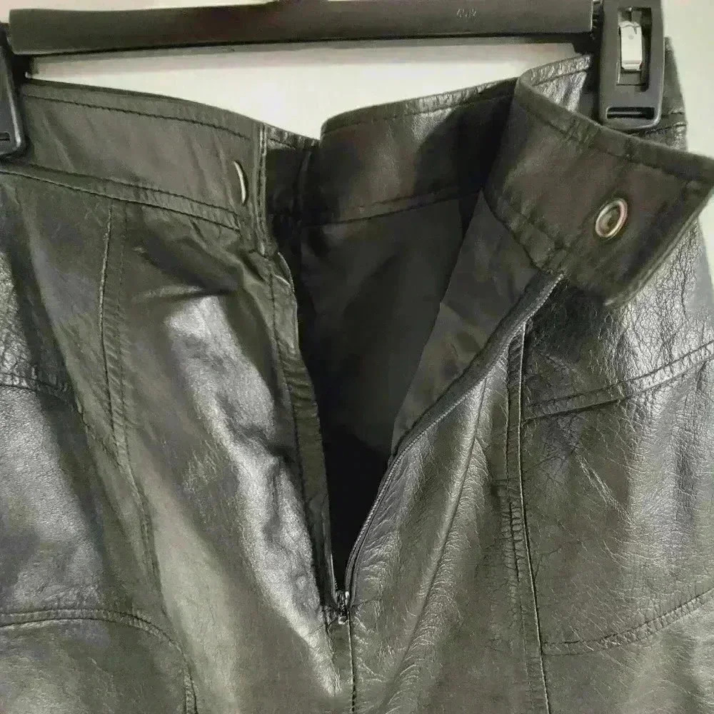 Beautiful Vintage Morningside Black REAL Leather Women's Skirt Size 10 - Picture 3 of 7